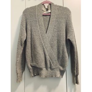 ASTR (Nordstrom) Heather Grey Plunge-Front Sweater